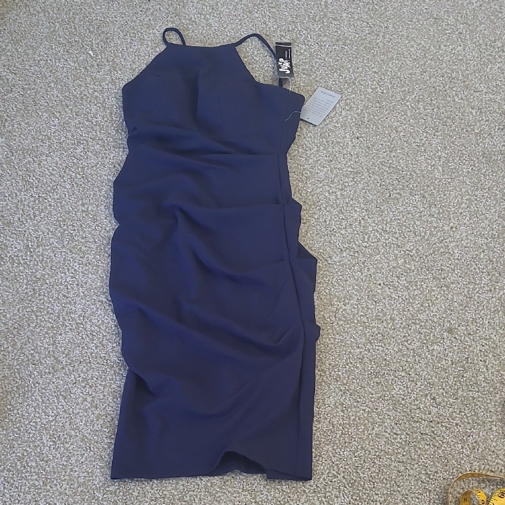 Jump Blue Asymmetrical Ruched Bodycon Mini Dress